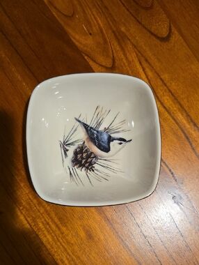 Lenox Bird & Pinecone Ceramic Trinket Dish - Cream